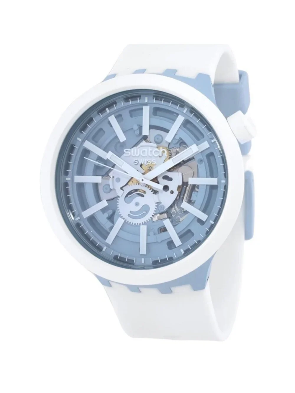 NWT Swatch Big Bold Whice Quartz Blue Dial Unisex Watch